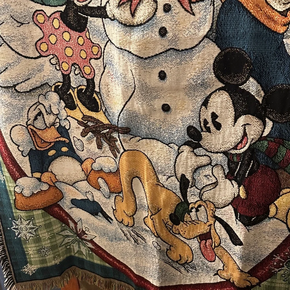 Disney Festive Holiday Throw Blanket - Green, Blue, Red